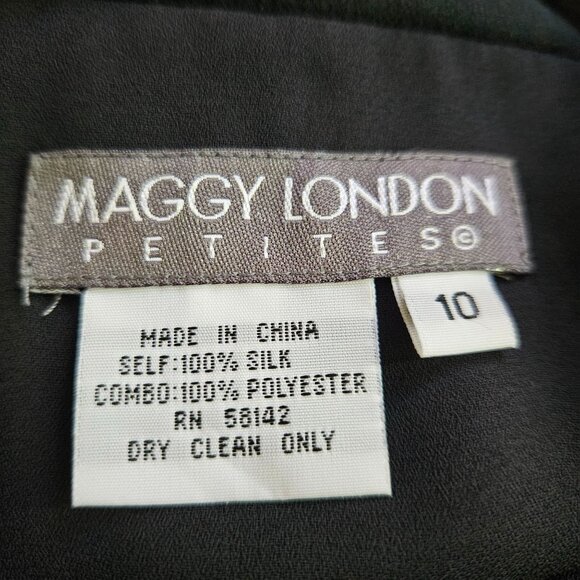Maggy London Sheer Black Long Buttoned Duster Silk Jacket and Pants Size 10 Pet - Picture 11 of 13